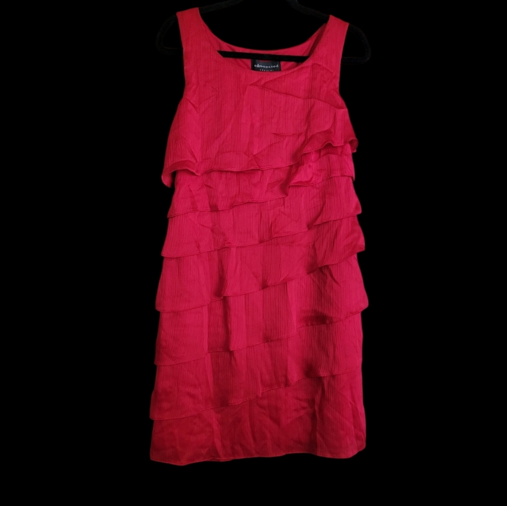 Connected Apparel Dress Red Size 8 Women Sheath Layer Sleeveless Pleated #13